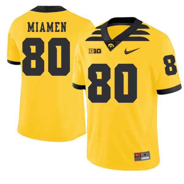 2019 Men #80 Josiah Miamen Iowa Hawkeyes College Football Alternate Jerseys Sale-Gold